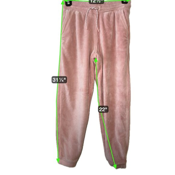 Athleta Girls Joggers Sweatpants Pink Velour Soft Pants Size M 8/10 - Picture 3 of 6